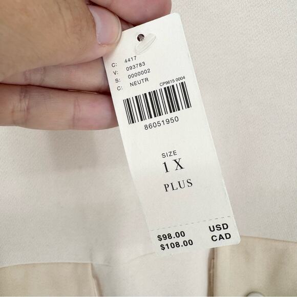 NWT* By Anthropologie Utility Pocket Pullover Sweatshirt Cream Plus 1X Coquette - Picture 12 of 15